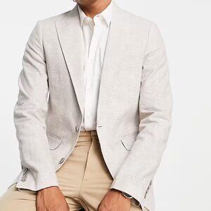 Men's Beige Check Suit Jacket (Item 1 of 2)